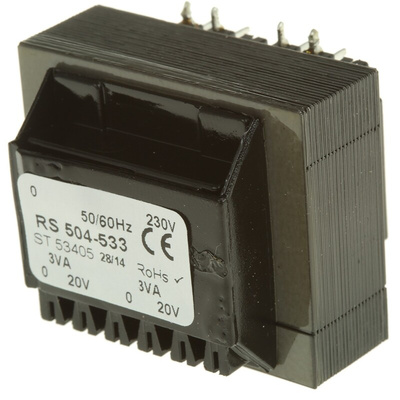 RS PRO 20V ac 2 Output Through Hole PCB Transformer, 6VA