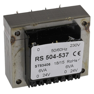 RS PRO 24V ac 2 Output Through Hole PCB Transformer, 12VA