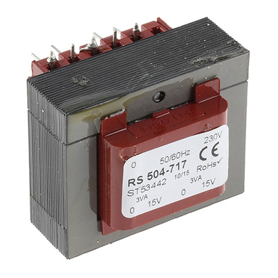 RS PRO 15V ac 2 Output Through Hole PCB Transformer, 6VA