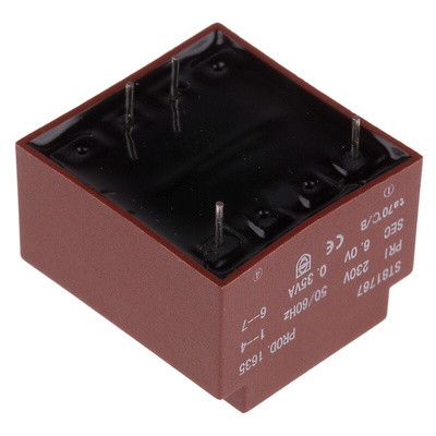 RS PRO 1 x 6V ac 1 Output PCB Mount PCB Transformer, 0.35VA