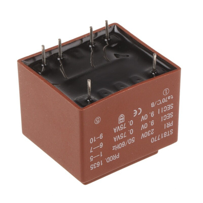 RS PRO 2 x 9V ac 2 Output PCB Mount PCB Transformer, 1.5VA