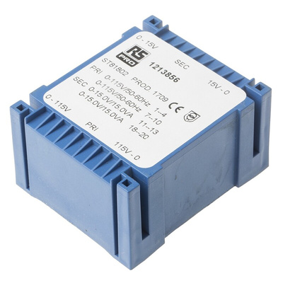 RS PRO 2 x 15V ac 2 Output PCB Mount PCB Transformer, 30VA