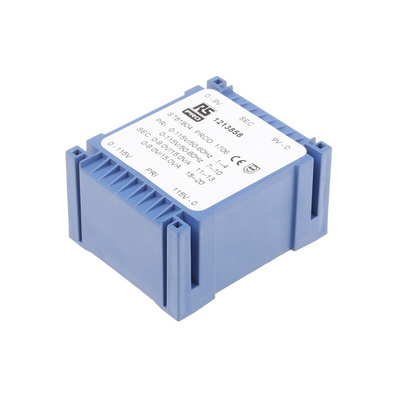 RS PRO 2 x 9V ac 2 Output PCB Mount PCB Transformer, 30VA, IEC 61558-2-6