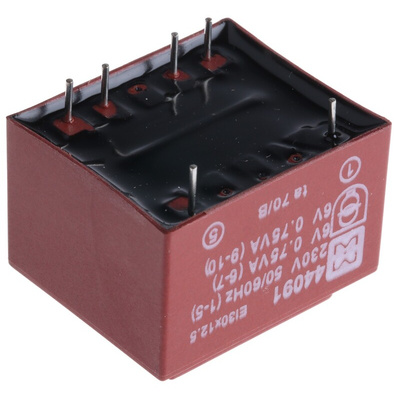 Myrra 6V ac 2 Output Through Hole PCB Transformer, 1.5VA