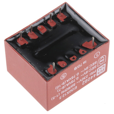 Myrra 9V ac 2 Output Through Hole PCB Transformer, 1.5VA