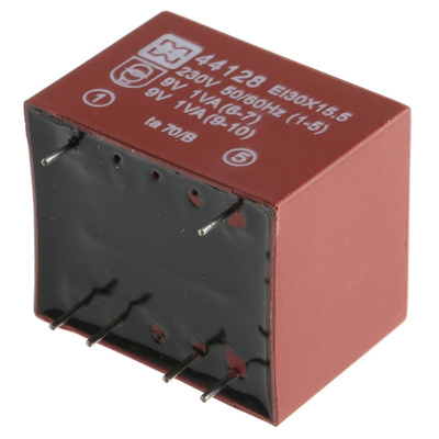 Myrra 9V ac 2 Output Through Hole PCB Transformer, 2VA