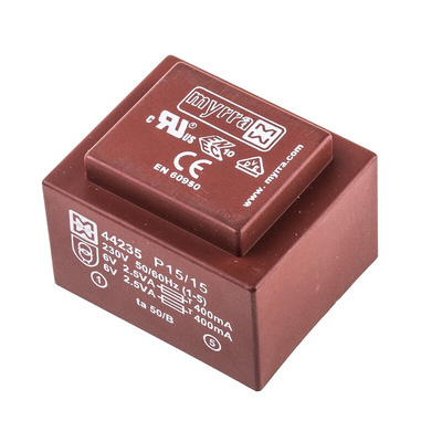 Myrra 6V ac 2 Output Through Hole PCB Transformer, 5VA