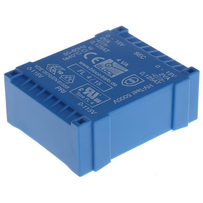 Block 15V ac 2 Output Through Hole PCB Transformer, 4VA