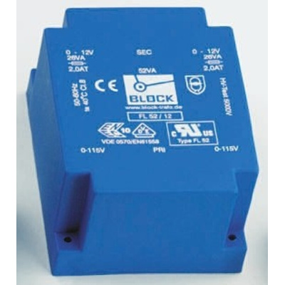 Block 12V ac 2 Output Through Hole PCB Transformer, 42VA