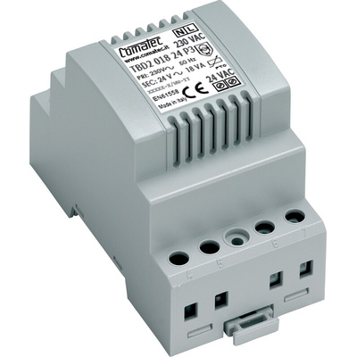 Comatec 18VA DIN Rail Transformer, 230V ac Primary, 24V ac Secondary