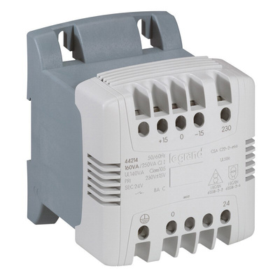 Legrand 160VA DIN Rail Transformer, EN 60204-1, 460V Primary, 115 to 230V Secondary
