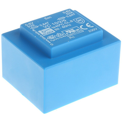 Block 6V ac 2 Output Through Hole PCB Transformer, 10VA