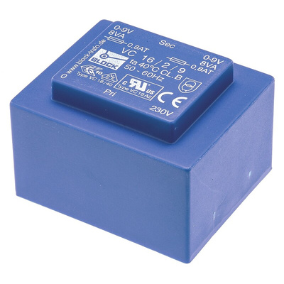 Block 9V ac 2 Output Through Hole PCB Transformer, 16VA