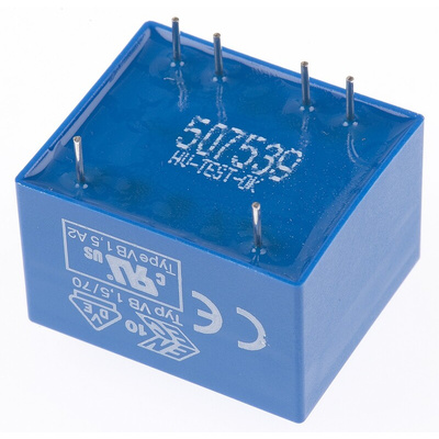 Block 9V ac 2 Output Through Hole PCB Transformer, 1.5VA