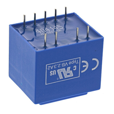 Block 12V ac 2 Output Through Hole PCB Transformer, 2.3VA