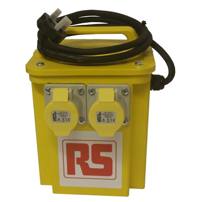 RS PRO 2.25kVA Site Transformer, 230V ac Primary, 110 (55V Secondary, 2 x 16A O/P