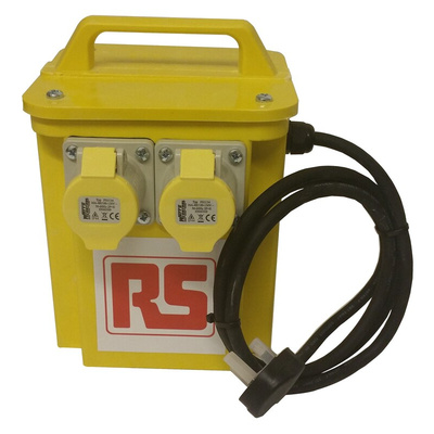 RS PRO 2.25kVA Site Transformer, 230V ac Primary, 110 (55V Secondary, 2 x 16A O/P