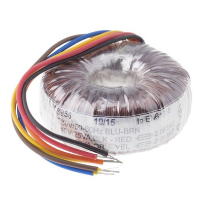 RS PRO 2 x 115V ac, 2 x 55V ac Toroidal Transformer, 800VA 2 Output