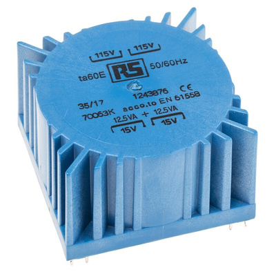 RS PRO 2 x 115V ac, 2 x 15V Toroidal Transformer, 25VA