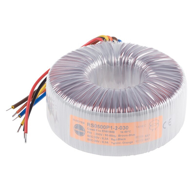 Nuvotem Talema 230V ac, 2 x 30V ac Toroidal Transformer, 500VA 2 Output