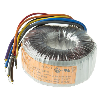 Nuvotem Talema 115 V ac, 230 V ac, 2 x 18V ac Toroidal Transformer, 120VA 2 Output