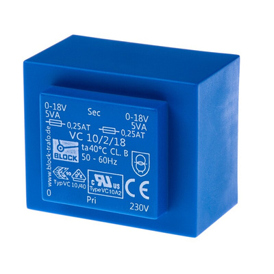 Block 18V ac 2 Output Through Hole PCB Transformer, 10VA