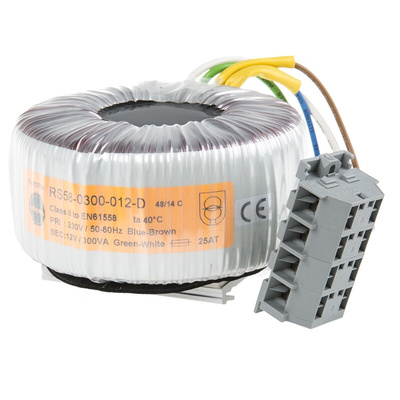 Nuvotem Talema 230V ac, 12V ac Toroidal Transformer, 300VA 1 Output