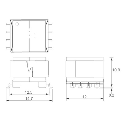 OEP Surface Mount Pulse Transformer 1:1:1 Turns Ratio, 3mH Prim. Inductance, 0.65Ω Prim. Resistance