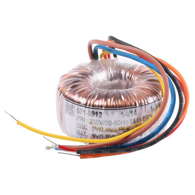 RS PRO 230V ac, 2 x 9V ac Toroidal Transformer, 15VA 2 Output