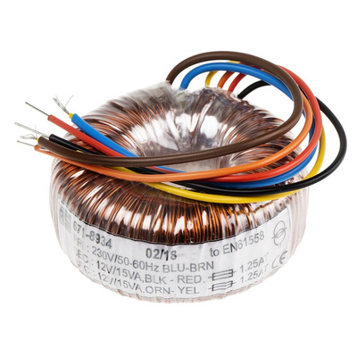 RS PRO 230V ac, 2 x 12V ac Toroidal Transformer, 30VA 2 Output