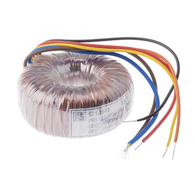 RS PRO 230V ac, 2 x 15V ac Toroidal Transformer, 30VA 2 Output