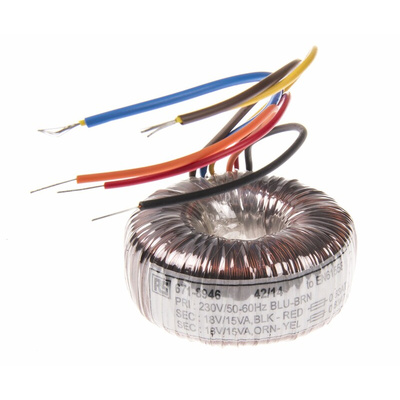 RS PRO 230V ac, 2 x 18V ac Toroidal Transformer, 30VA 2 Output