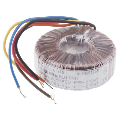 RS PRO 230V ac, 2 x 9V ac Toroidal Transformer, 50VA 2 Output
