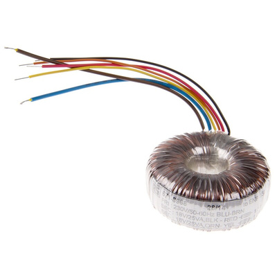 RS PRO 230V ac, 2 x 18V ac Toroidal Transformer, 50VA 2 Output