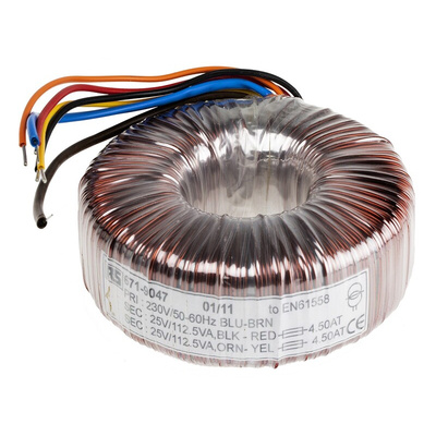RS PRO 230V ac, 2 x 25V ac Toroidal Transformer, 225VA 2 Output