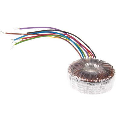 RS PRO 115 V ac, 230 V ac, 2 x 25V ac Toroidal Transformer, 50VA 2 Output