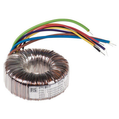 RS PRO 115 V ac, 230 V ac, 2 x 15V ac Toroidal Transformer, 80VA 2 Output