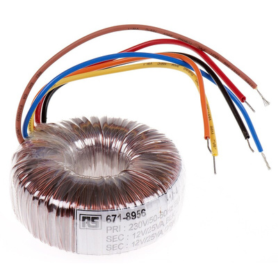 RS PRO 115 V ac, 230 V ac, 2 x 18V ac Toroidal Transformer, 80VA 2 Output