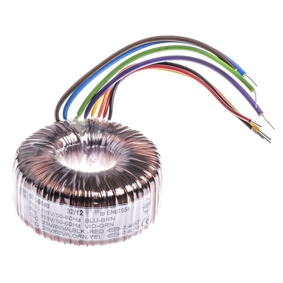 RS PRO 115 V ac, 230 V ac, 2 x 25V ac Toroidal Transformer, 120VA 2 Output