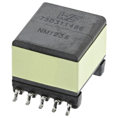 Wurth Elektronik Surface Mount Pulse Transformer 1:10 Turns Ratio, 100μH Prim. Inductance, 0.22Ω Prim. Resistance