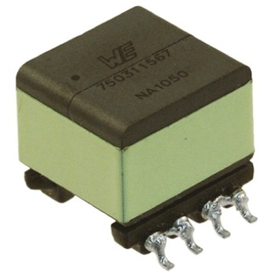 Wurth Elektronik Surface Mount Pulse Transformer 2:1 Turns Ratio, 7μH Prim. Inductance, 0.07Ω Prim. Resistance