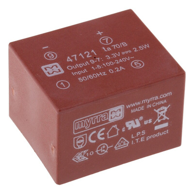 1 Output 2.5W SMPS Transformer, 85 → 265 V ac, 85 → 370 V dc, 3.3V dc