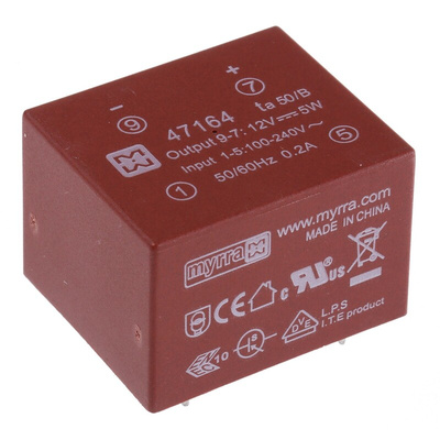 1 Output 5W SMPS Transformer, 85 → 265 V ac, 85 → 370 V dc, 12V dc