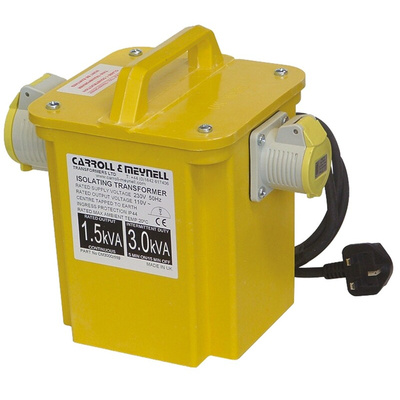 Carroll & Meynell Single Phase 1.65kVA Site Transformer, 230V ac Primary, ±55V ac Secondary