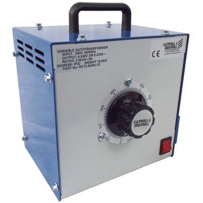 Carroll & Meynell 1 Phase 2.5kVA Variac, 1 Output, 240V, 13A