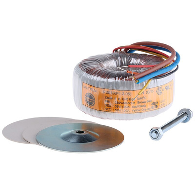 Nuvotem Talema 230V ac, 2 x 55V ac Toroidal Transformer, 120VA 2 Output