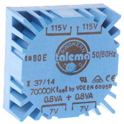 Nuvotem Talema 115 V ac, 230 V ac, 2 x 7V ac Toroidal Transformer, 1.6VA 2 Output