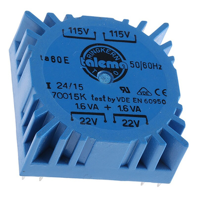 Nuvotem Talema 115 V ac, 230 V ac, 2 x 22V ac Toroidal Transformer, 3.2VA 2 Output