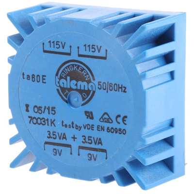 Nuvotem Talema 115 V ac, 230 V ac, 2 x 9V ac Toroidal Transformer, 7VA 2 Output