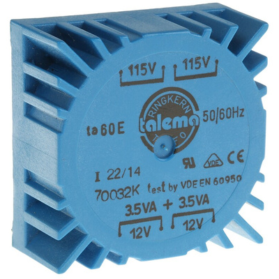 Nuvotem Talema 115 V ac, 230 V ac, 2 x 12V ac Toroidal Transformer, 7VA 2 Output